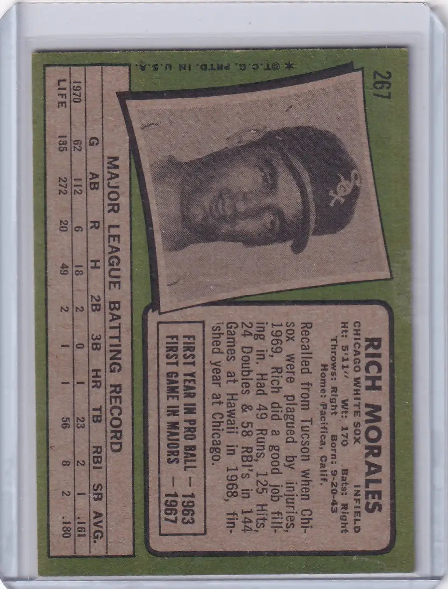 1971 Topps Baseball #267 Rich Morales - Chicago White Sox