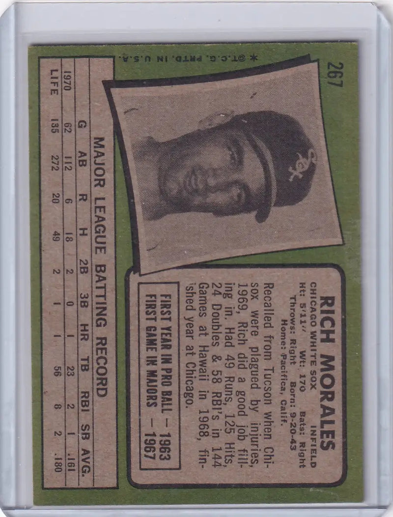 1971 Topps Baseball #267 Rich Morales - Chicago White Sox
