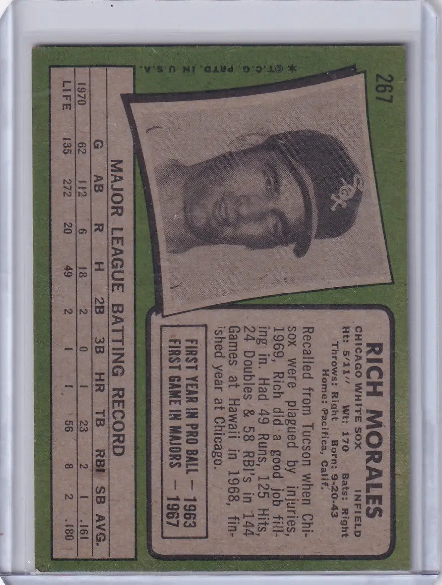 1971 Topps Baseball #267 Rich Morales - Chicago White Sox