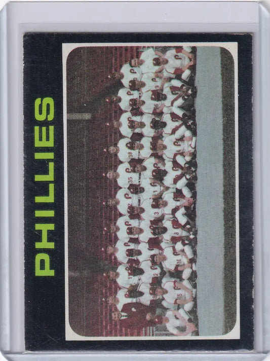 Vintage Philadelphia Phillies team baseball card from 1971 Topps Baseball set