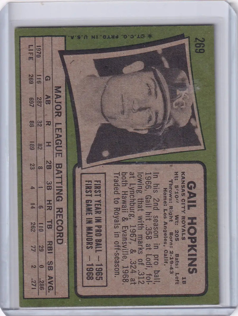 1971 Topps Baseball #269 Gail Hopkins - Kansas City Royals