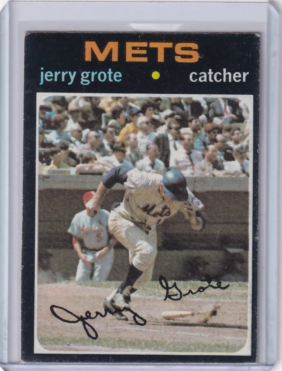 1971 Topps Baseball card of Jerry Grote, New York Mets catcher, collectible sports item