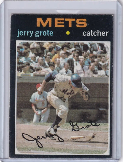 1971 Topps Baseball card of Jerry Grote, New York Mets catcher, collectible sports item