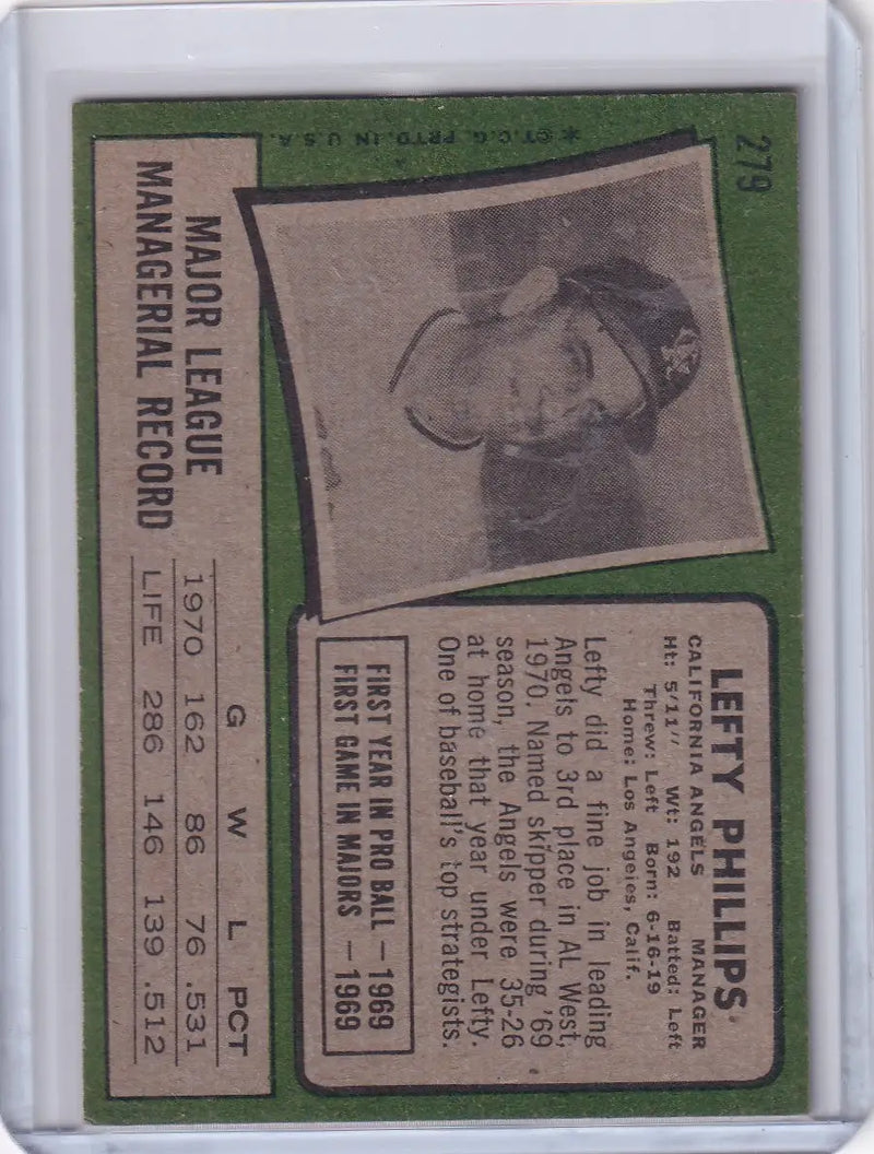1971 Topps Baseball #279 Lefty Phillips - California Angels