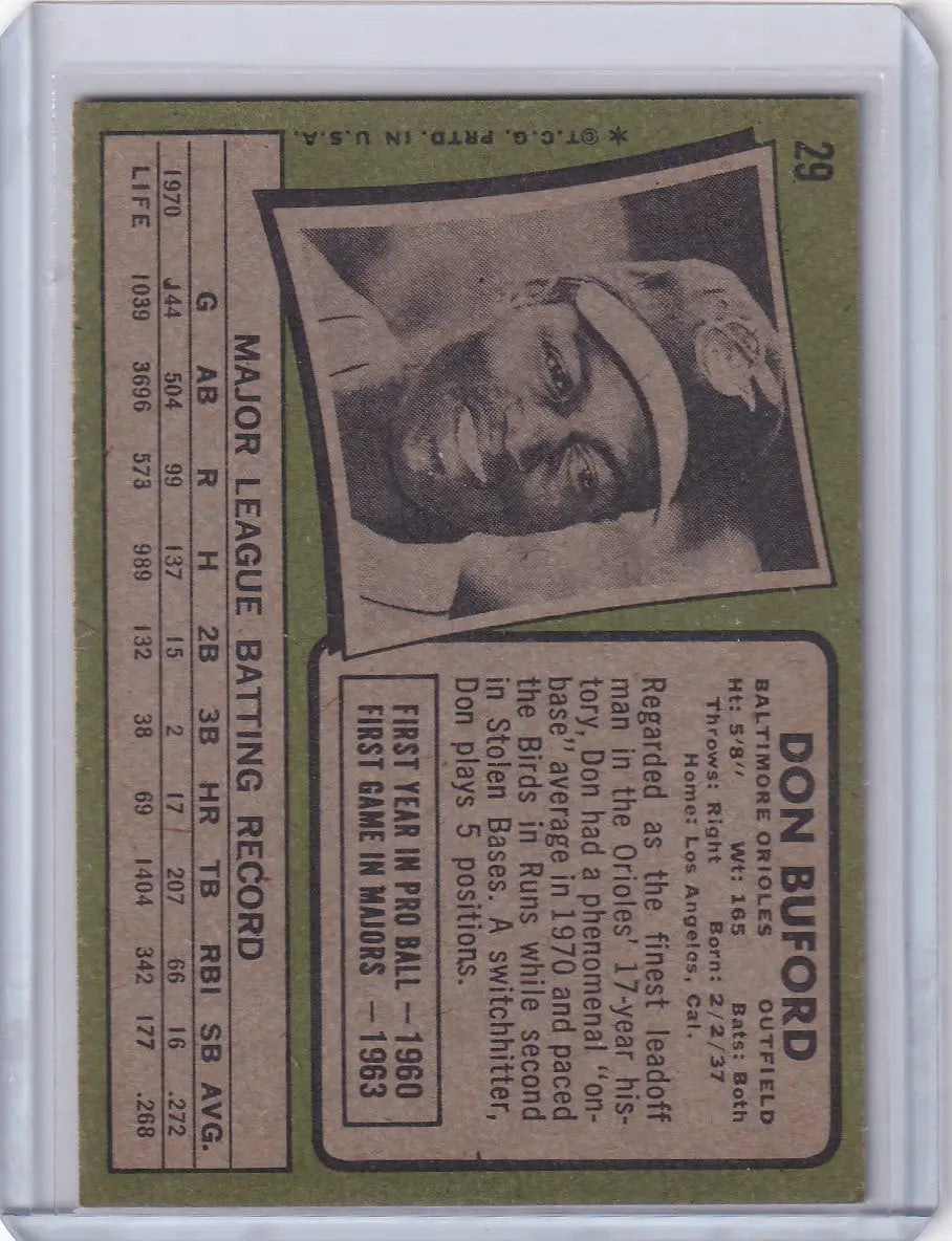 1971 Topps Baseball #29 Don Buford - Baltimore Orioles