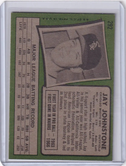 Vintage 1971 Topps Baseball card of Jay Johnstone from Chicago White Sox