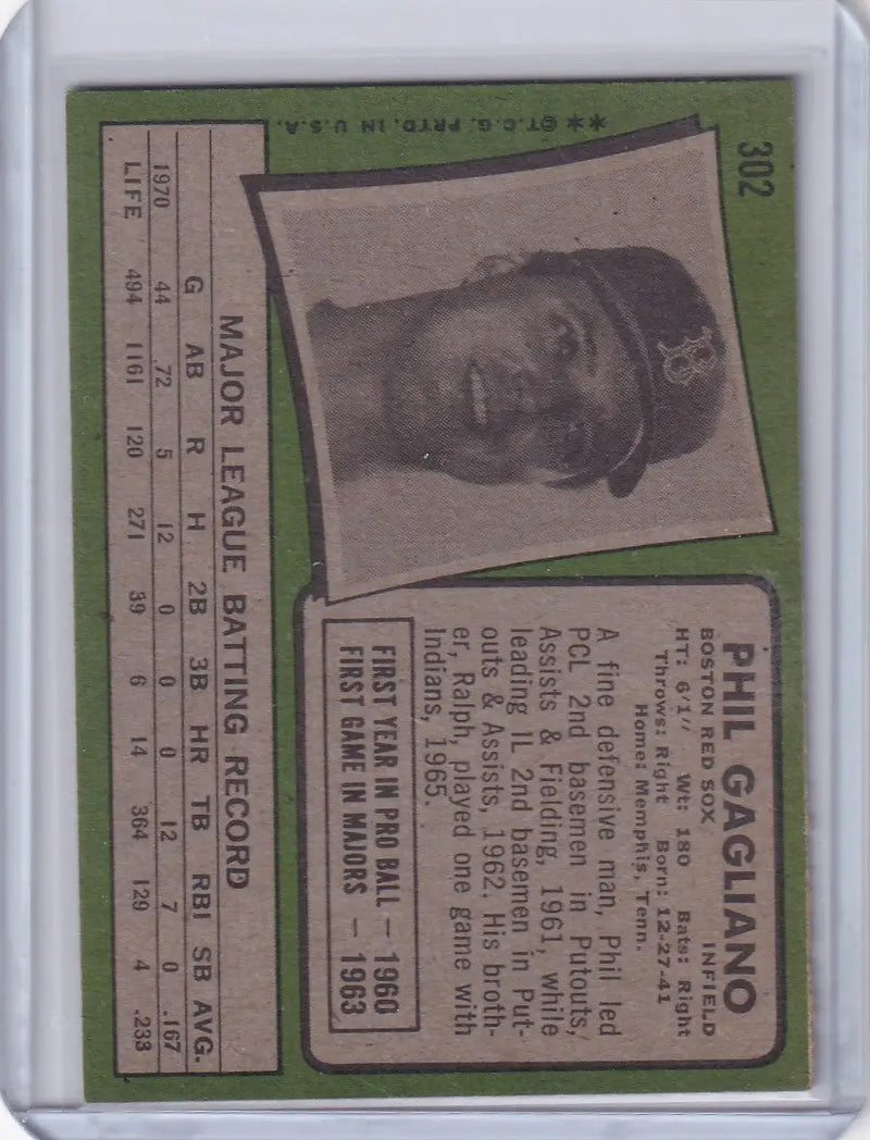 1971 Topps Baseball #302 Phil Gagliano - Boston Red Sox
