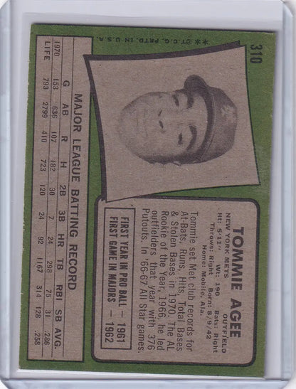 Vintage 1971 Topps Baseball card featuring Tommie Agee of the New York Mets
