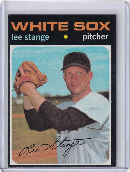 1971 Topps Baseball card of Lee Stange pitching for the Chicago White Sox