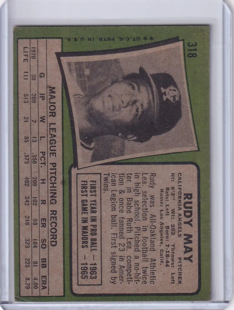 1971 Topps Baseball #318 Rudy May - California Angels