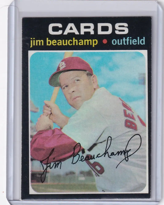 1971 Topps Baseball card of Jim Beauchamp, St. Louis Cardinals outfielder in batting pose