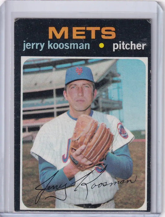 Vintage Topps Baseball card of Jerry Koosman in New York Mets uniform