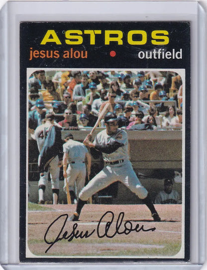 1971 Topps Baseball card of Jesus Alou, Houston Astros outfielder at bat