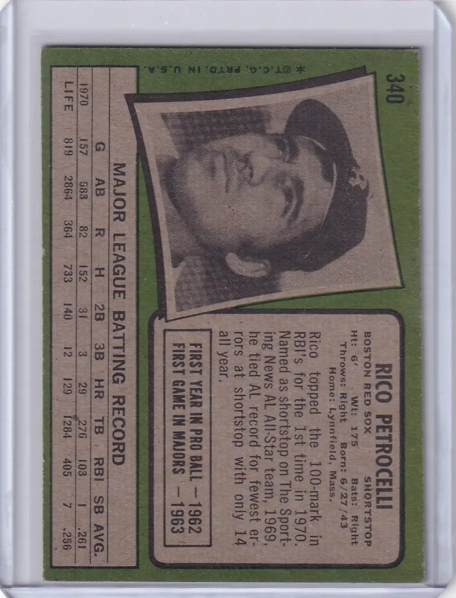1971 Topps Baseball #340 Rico Petrocelli - Boston Red Sox
