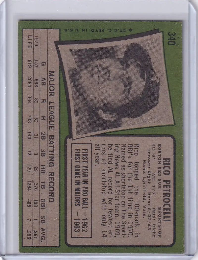 1971 Topps Baseball #340 Rico Petrocelli - Boston Red Sox