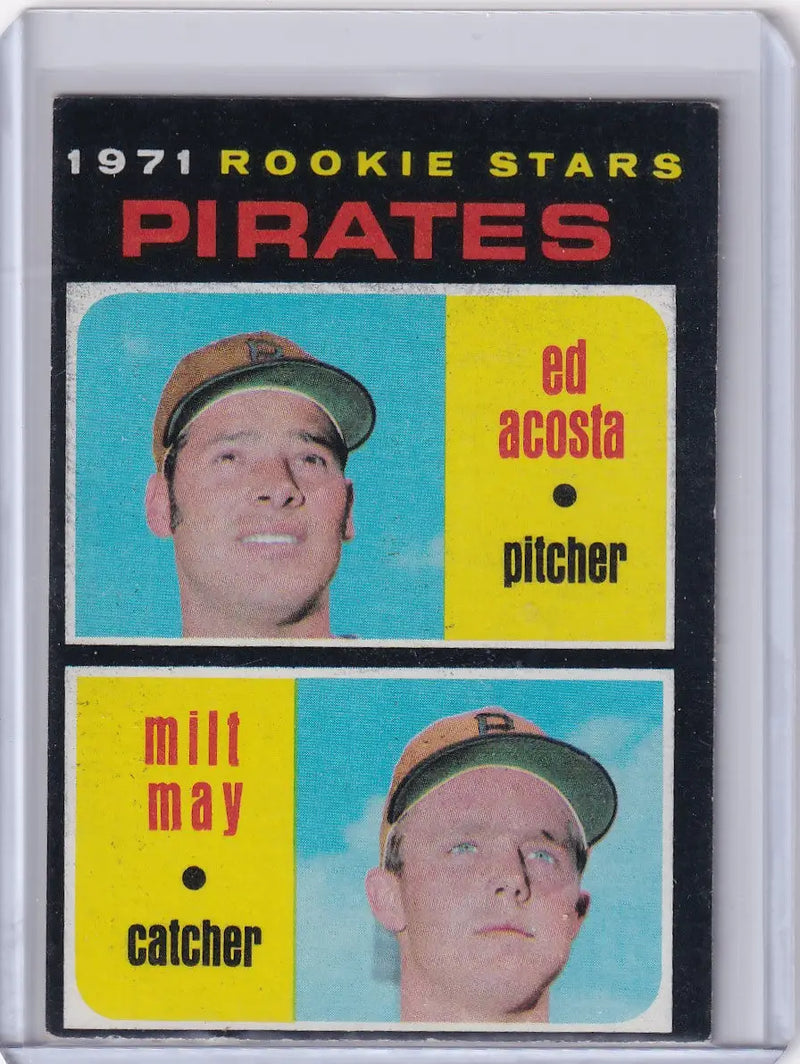 1971 Topps Baseball #343 Pirates Rookies - Ed Acosta / Milt May RC