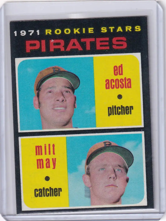 1971 Topps Baseball #343 Pirates Rookies - Ed Acosta / Milt May RC - Baseball Card Single