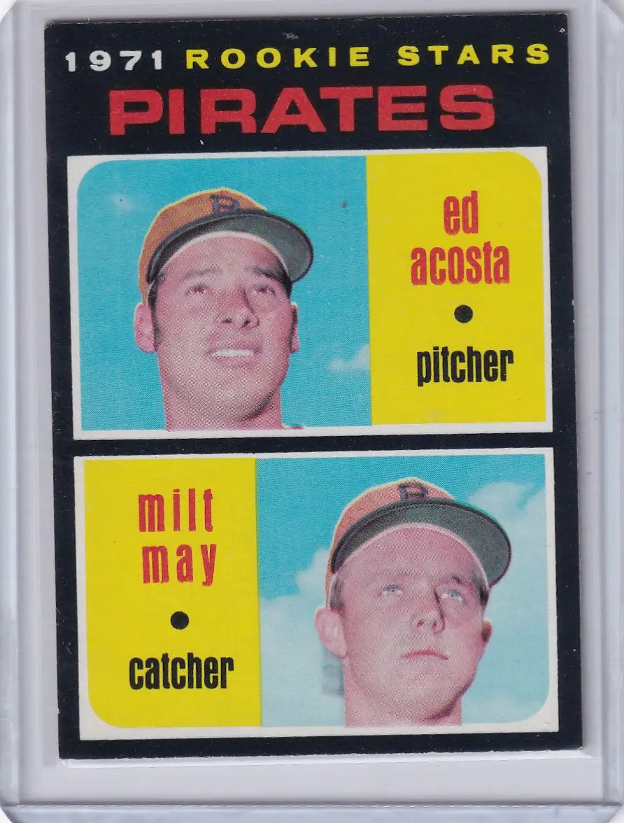 1971 Topps Baseball #343 Pirates Rookies - Ed Acosta / Milt May RC