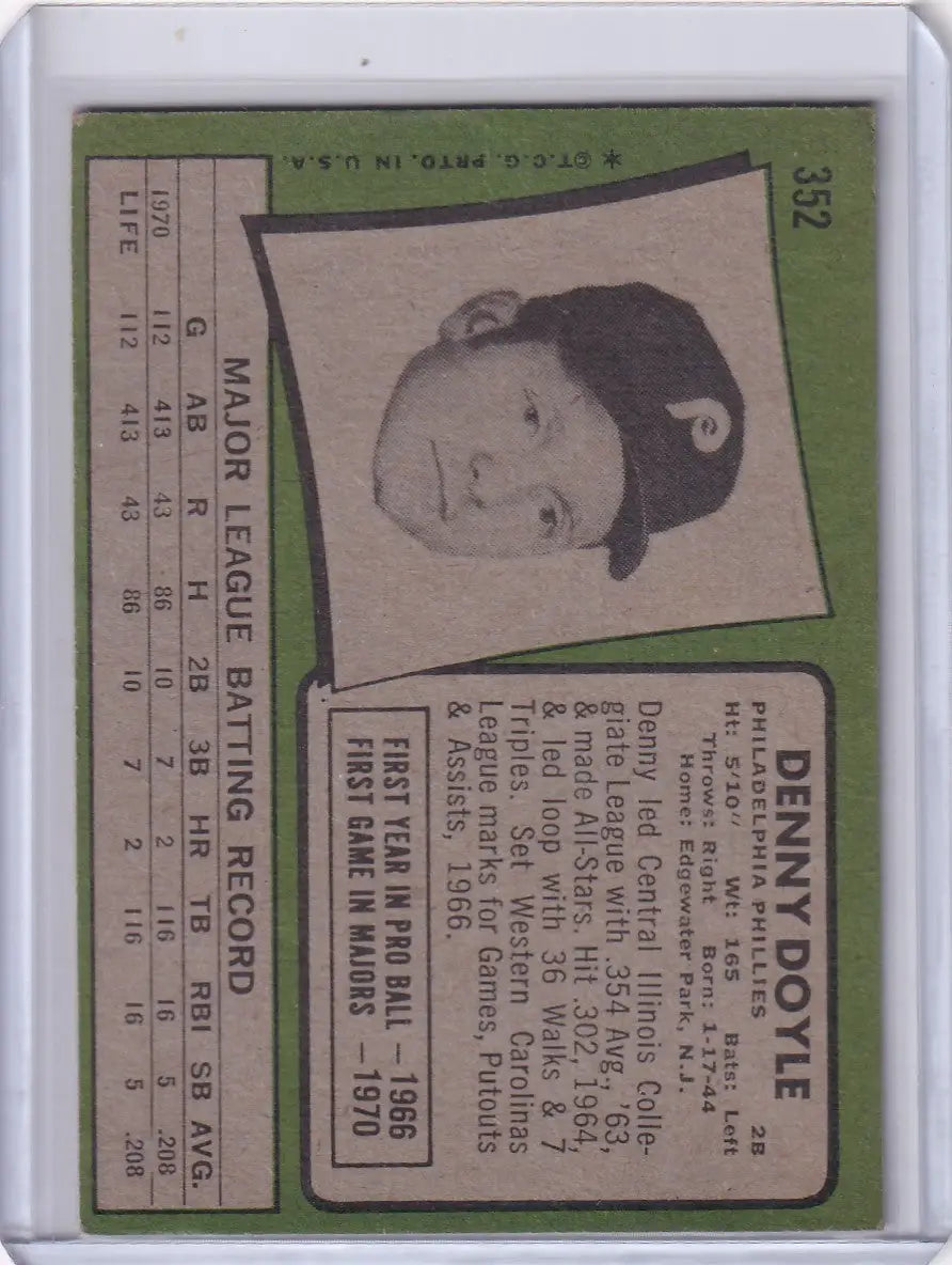 1971 Topps Baseball #352 Denny Doyle - Philadelphia Phillies