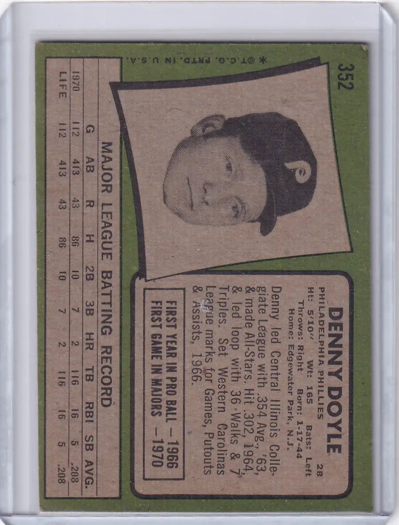 1971 Topps Baseball #352 Denny Doyle - Philadelphia Phillies