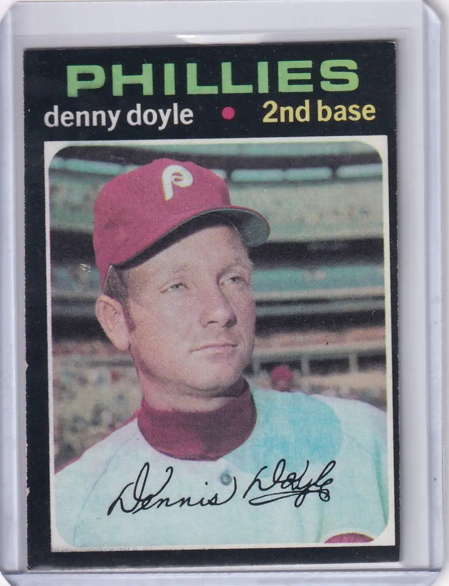 Topps Baseball card of Denny Doyle from the Philadelphia Phillies, 1971 edition