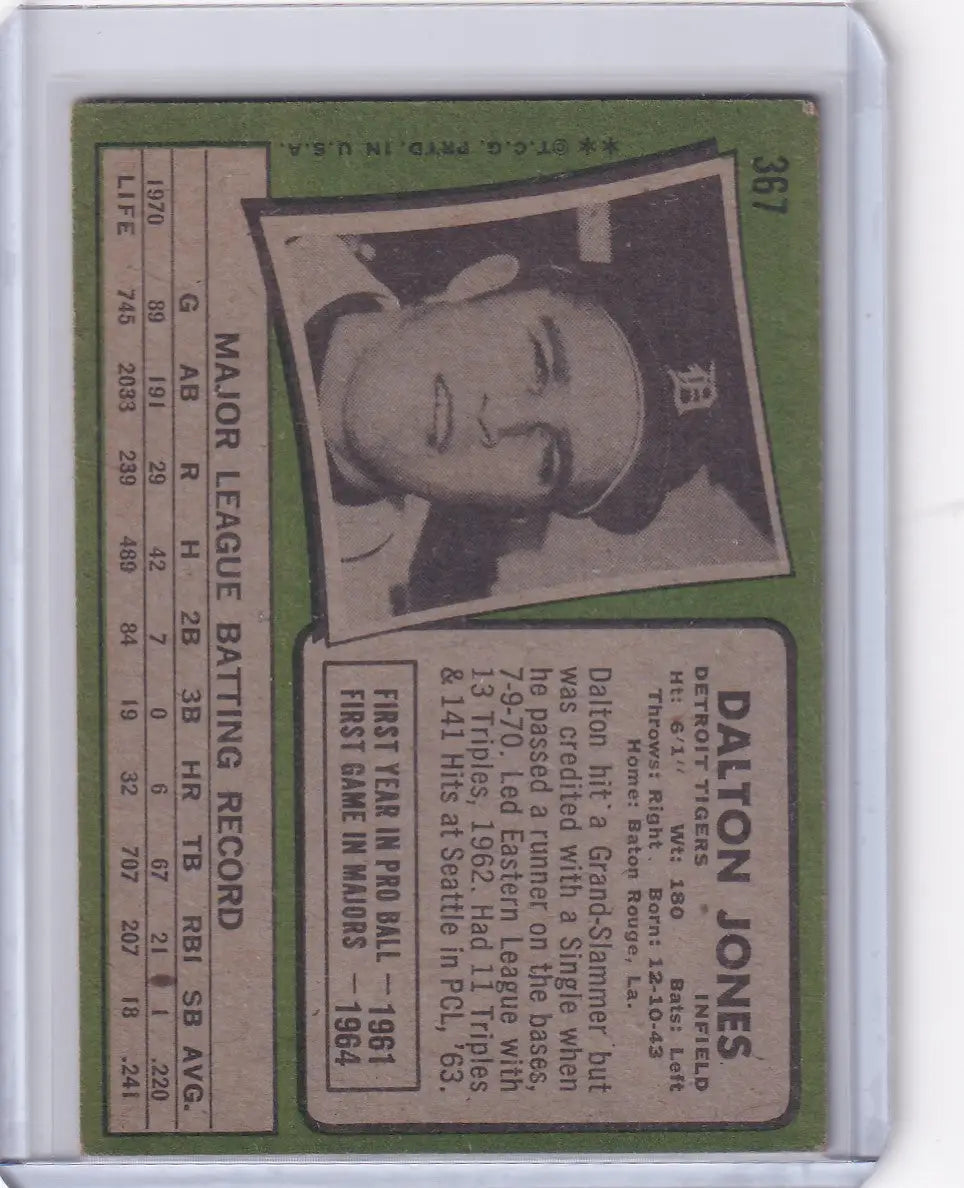 1971 Topps Baseball #367 Dalton Jones - Detroit Tigers
