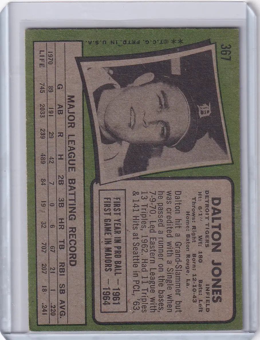 1971 Topps Baseball #367 Dalton Jones - Detroit Tigers