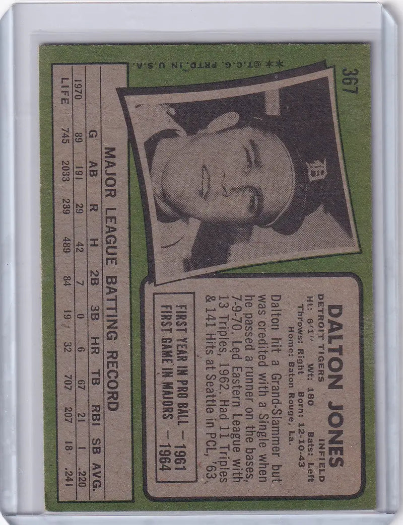 1971 Topps Baseball #367 Dalton Jones - Detroit Tigers