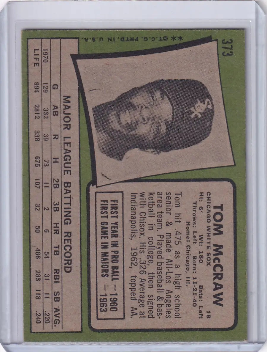 1971 Topps Baseball #373 Tom McCraw - Chicago White Sox