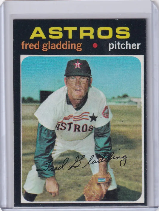 Vintage Topps Baseball card of Fred Gladding, Houston Astros pitcher in white uniform