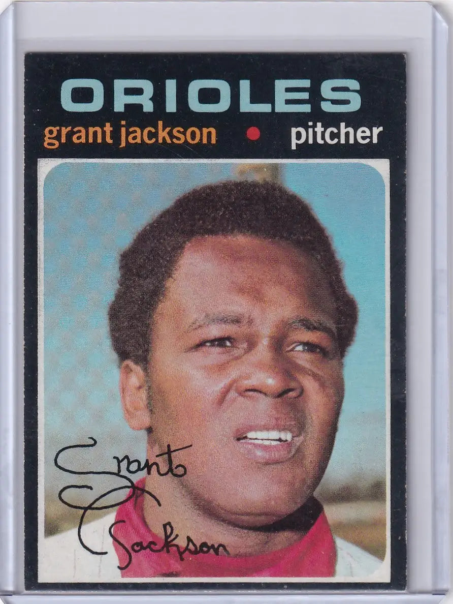 1971 Topps Baseball card of Grant Jackson, Baltimore Orioles pitcher for collectors
