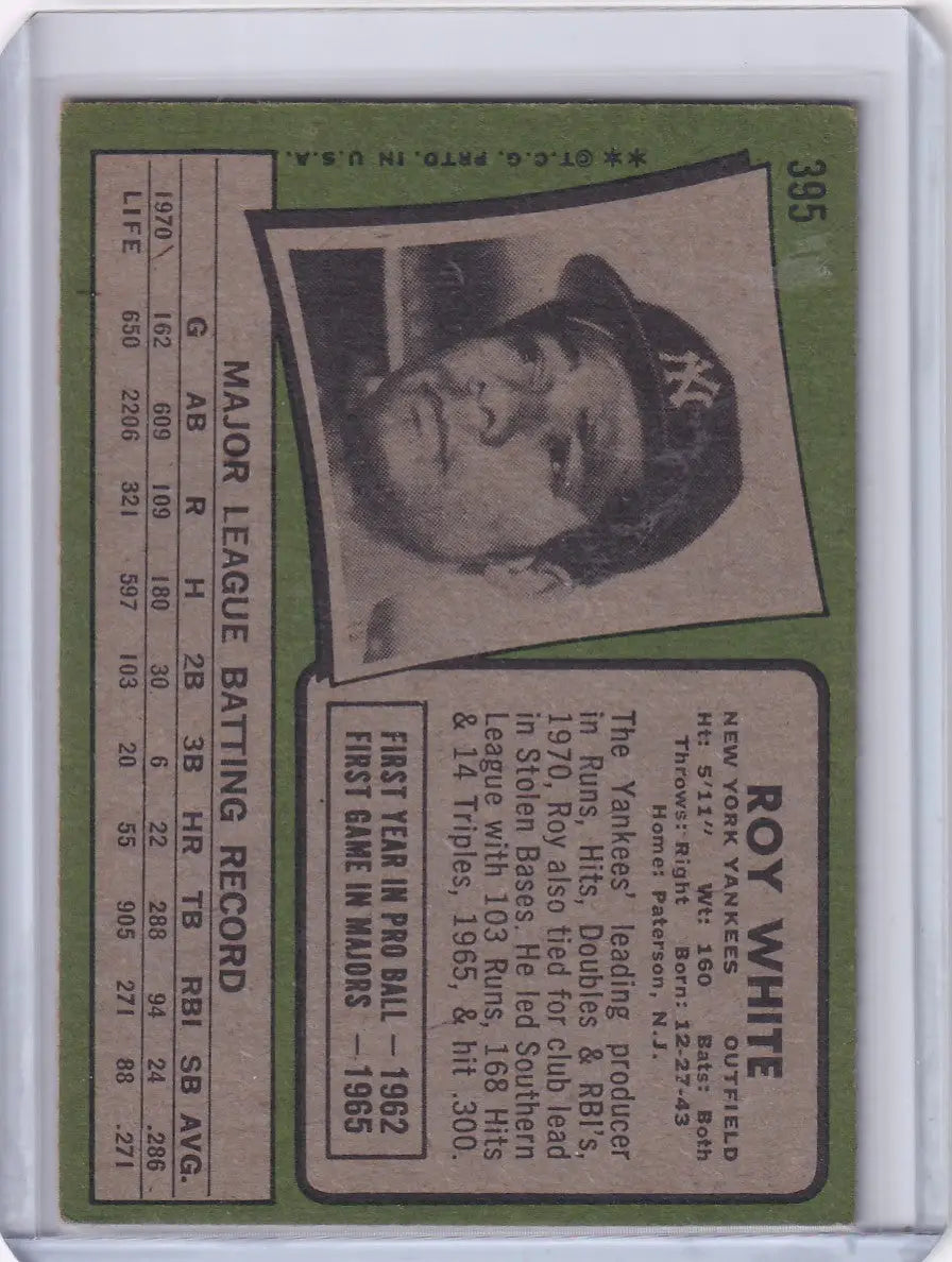 1971 Topps Baseball #395 Roy White - New York Yankees