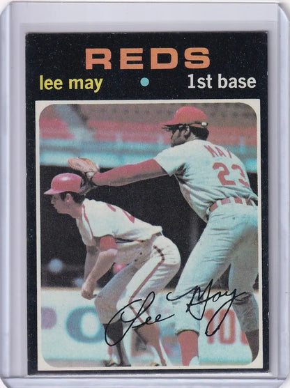 1971 Topps Baseball trading card of Lee May, Cincinnati Reds first baseman