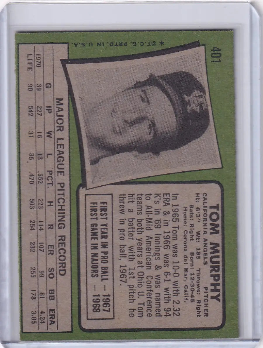 1971 Topps Baseball #401 Tom Murphy - California Angels
