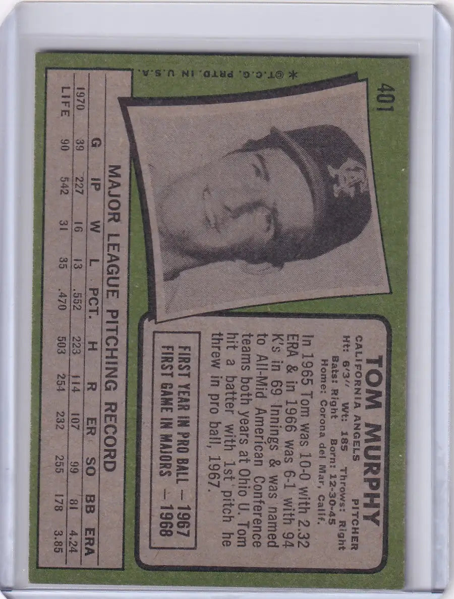 1971 Topps Baseball #401 Tom Murphy - California Angels