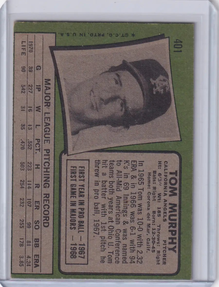 1971 Topps Baseball #401 Tom Murphy - California Angels