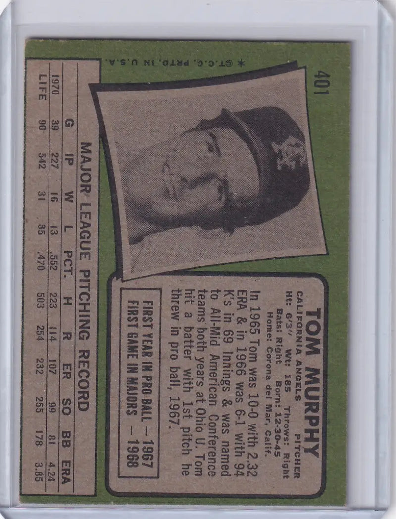 1971 Topps Baseball #401 Tom Murphy - California Angels