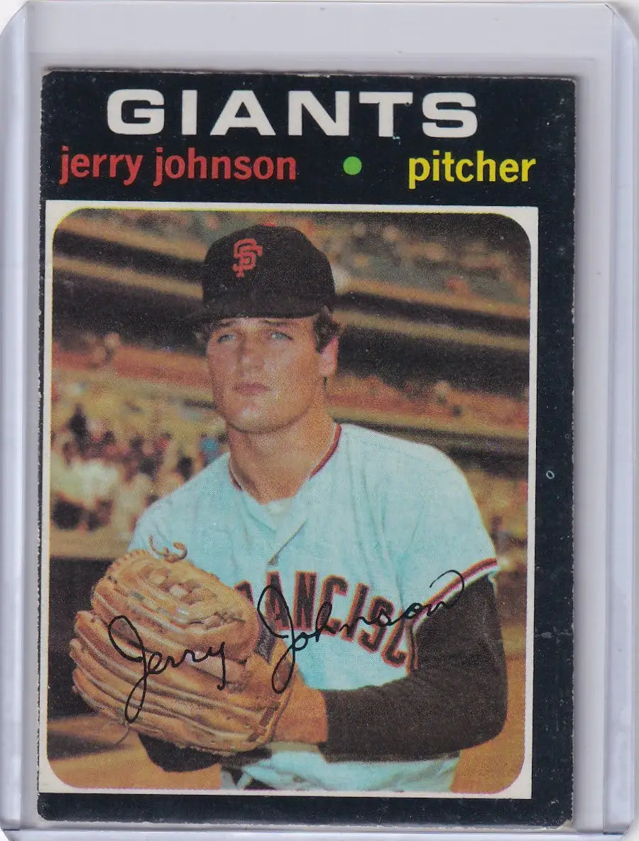 1971 Topps Baseball card of Jerry Johnson, pitcher for the San Francisco Giants