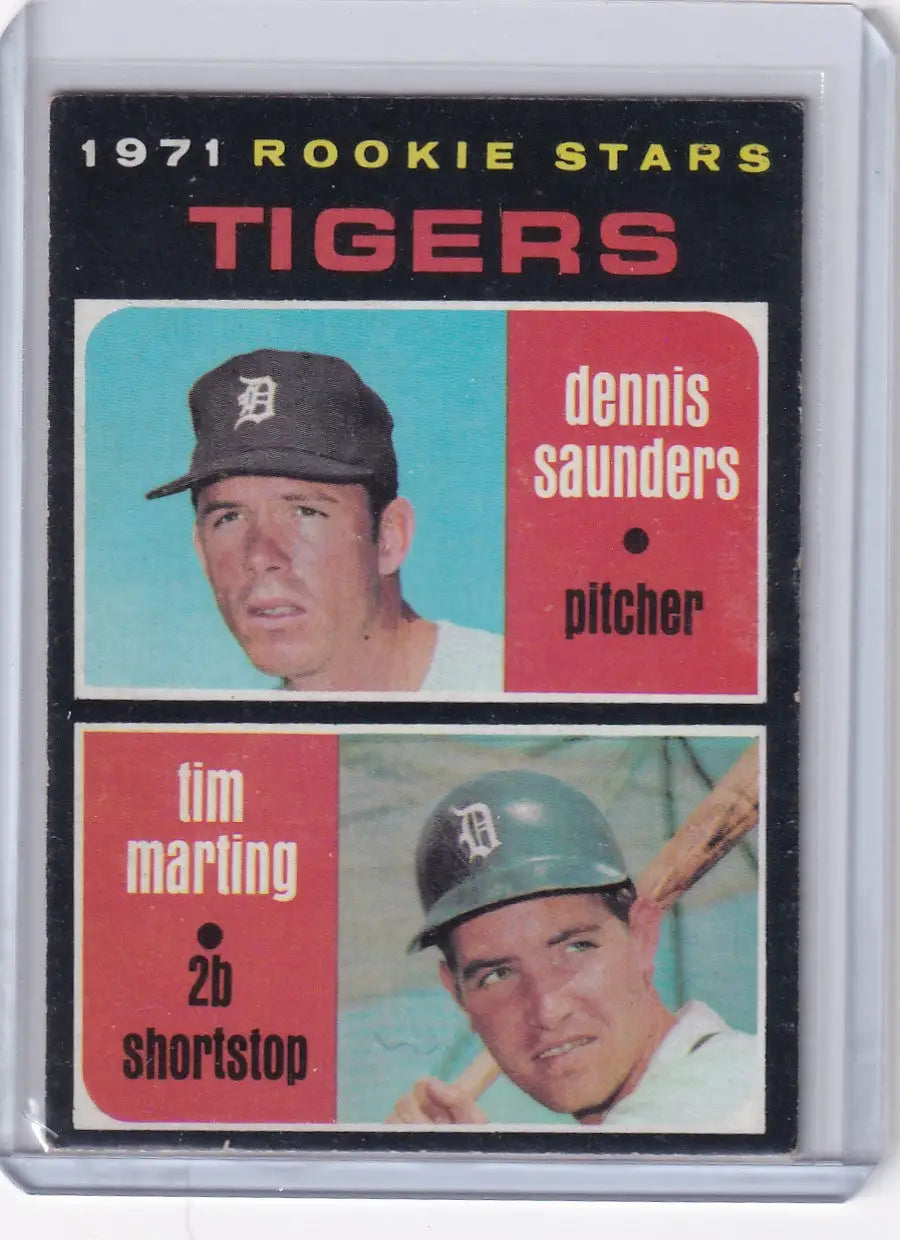 1971 Topps Baseball #423 Tigers Rookies - Dennis Saunders / Tim Marting RC