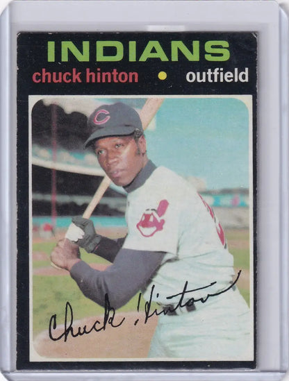 1971 Topps Baseball card of Chuck Hinton, Cleveland Indians outfielder in batting stance