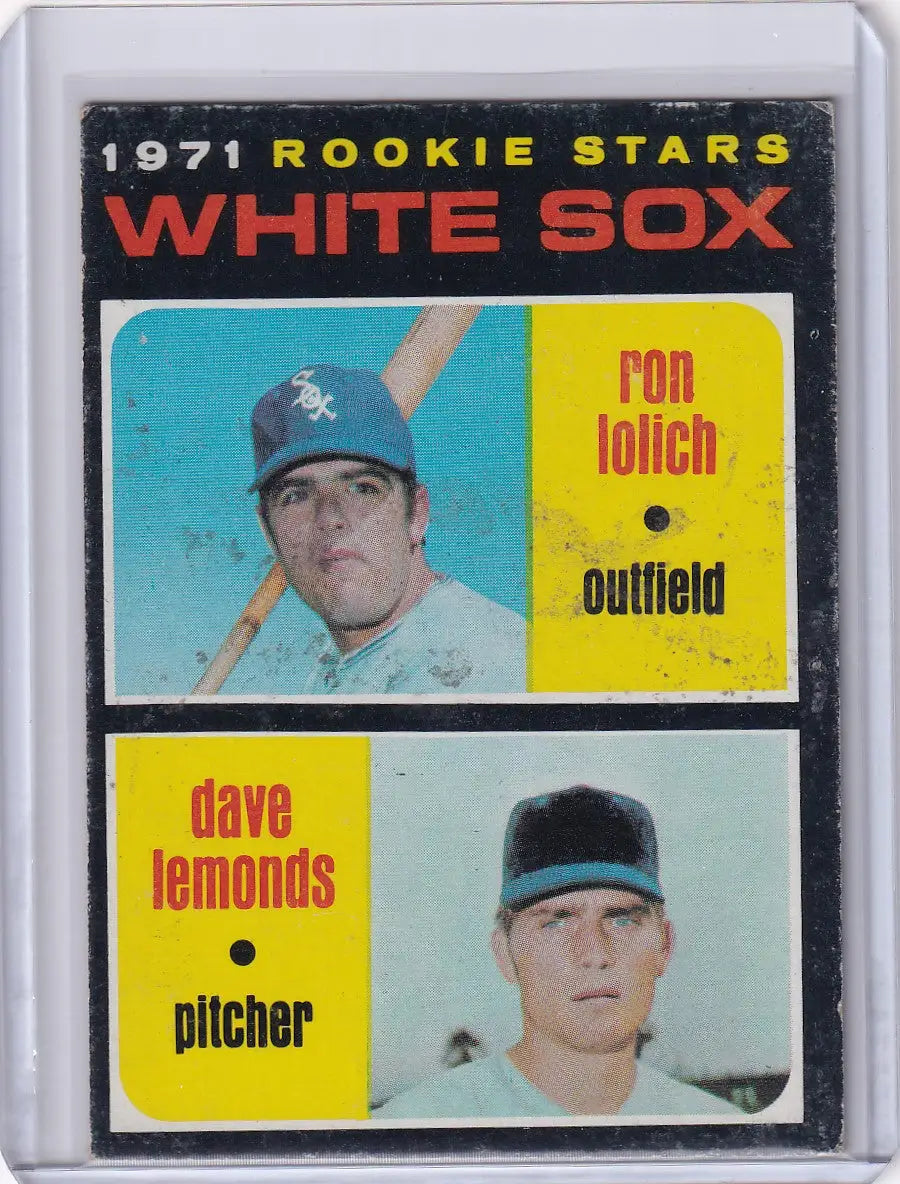 Vintage 1971 Topps Baseball card of White Sox rookies Ron Lolich and Dave Lemonds