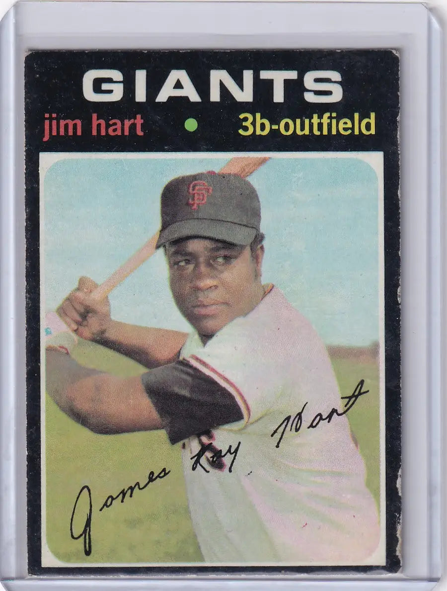 1971 Topps Baseball card of Jim Hart batting for the San Francisco Giants