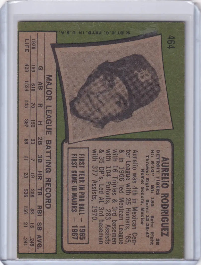 1971 Topps Baseball #464 Aurelio Rodriguez - Detroit Tigers