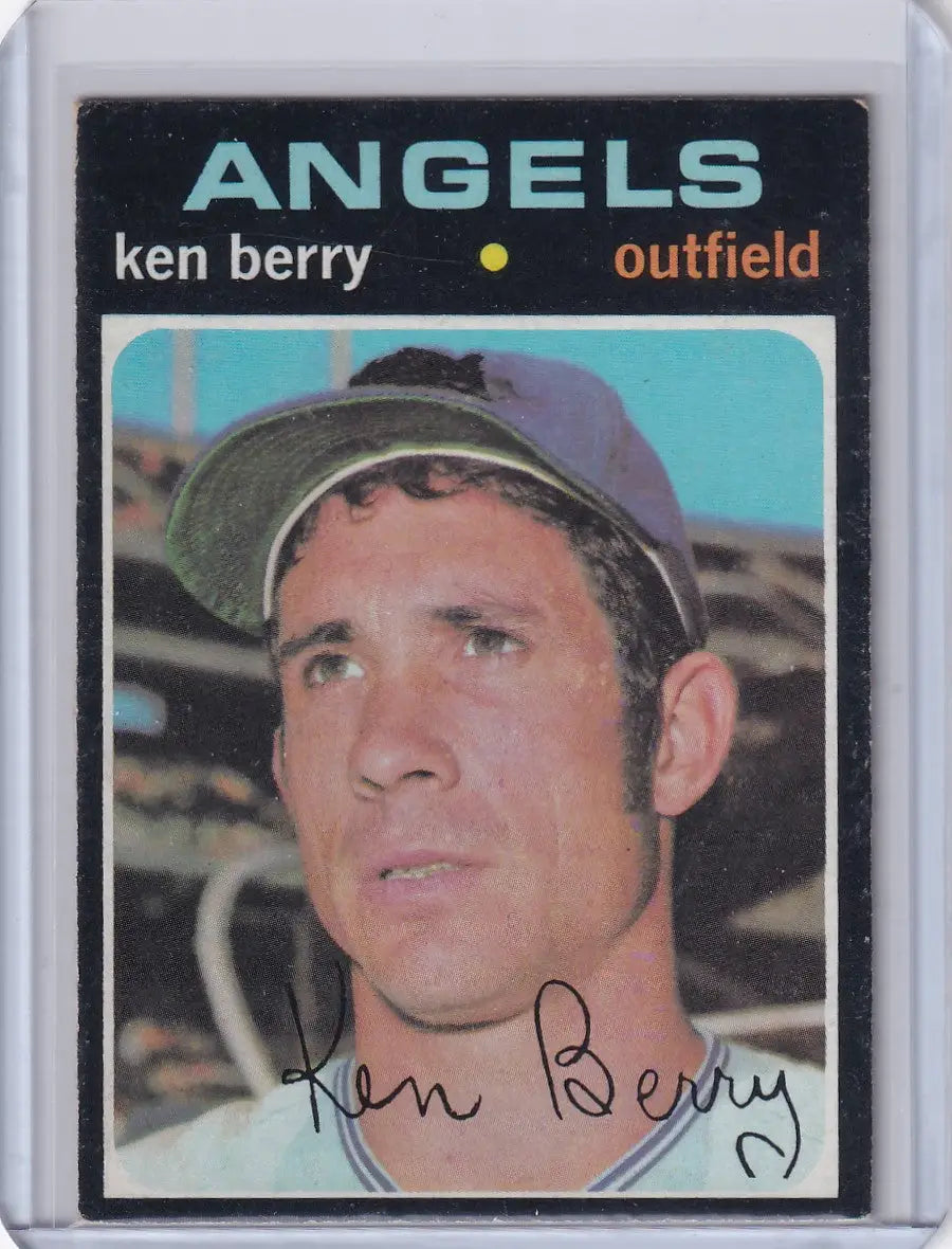 Vintage 1971 Topps Baseball card of Ken Berry from California Angels featuring outfielder