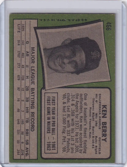 Vintage 1971 Topps Baseball card featuring Ken Berry of the California Angels