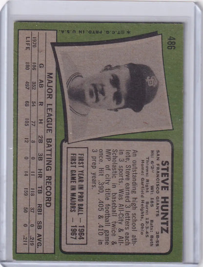 Baseball card of Steve Huntz from 1971 Topps Baseball, San Francisco Giants player