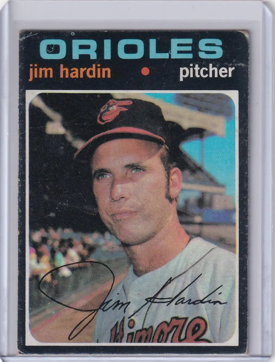 1971 Topps Baseball card of Jim Hardin, Baltimore Orioles pitcher from the 1970s