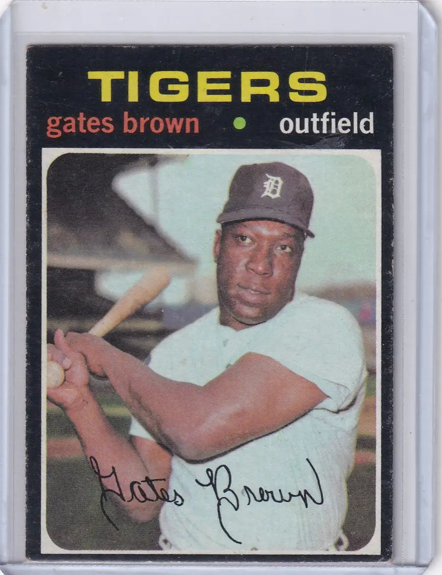 Vintage 1971 Topps Baseball #503 Gates Brown card of Detroit Tigers outfielder batting