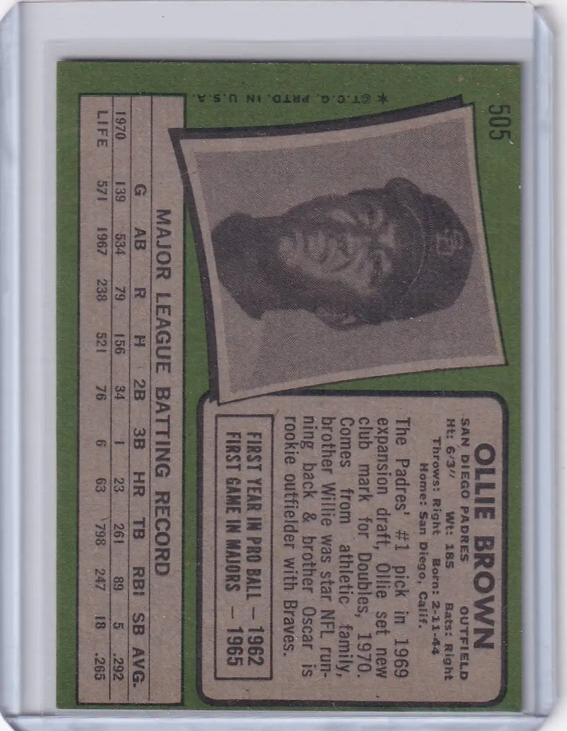 1971 Topps Baseball #505 Ollie Brown - San Diego Padres