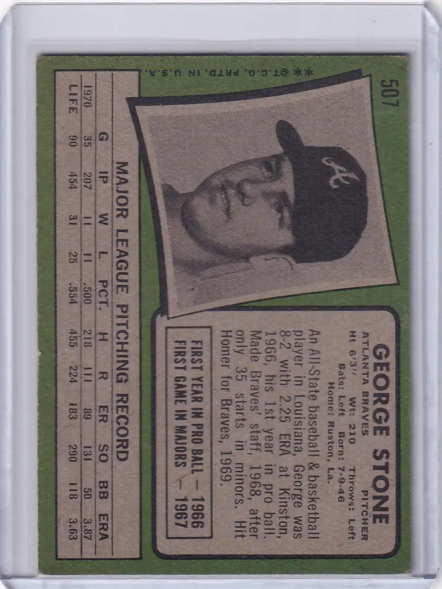 1971 Topps Baseball #507 George Stone - Atlanta Braves